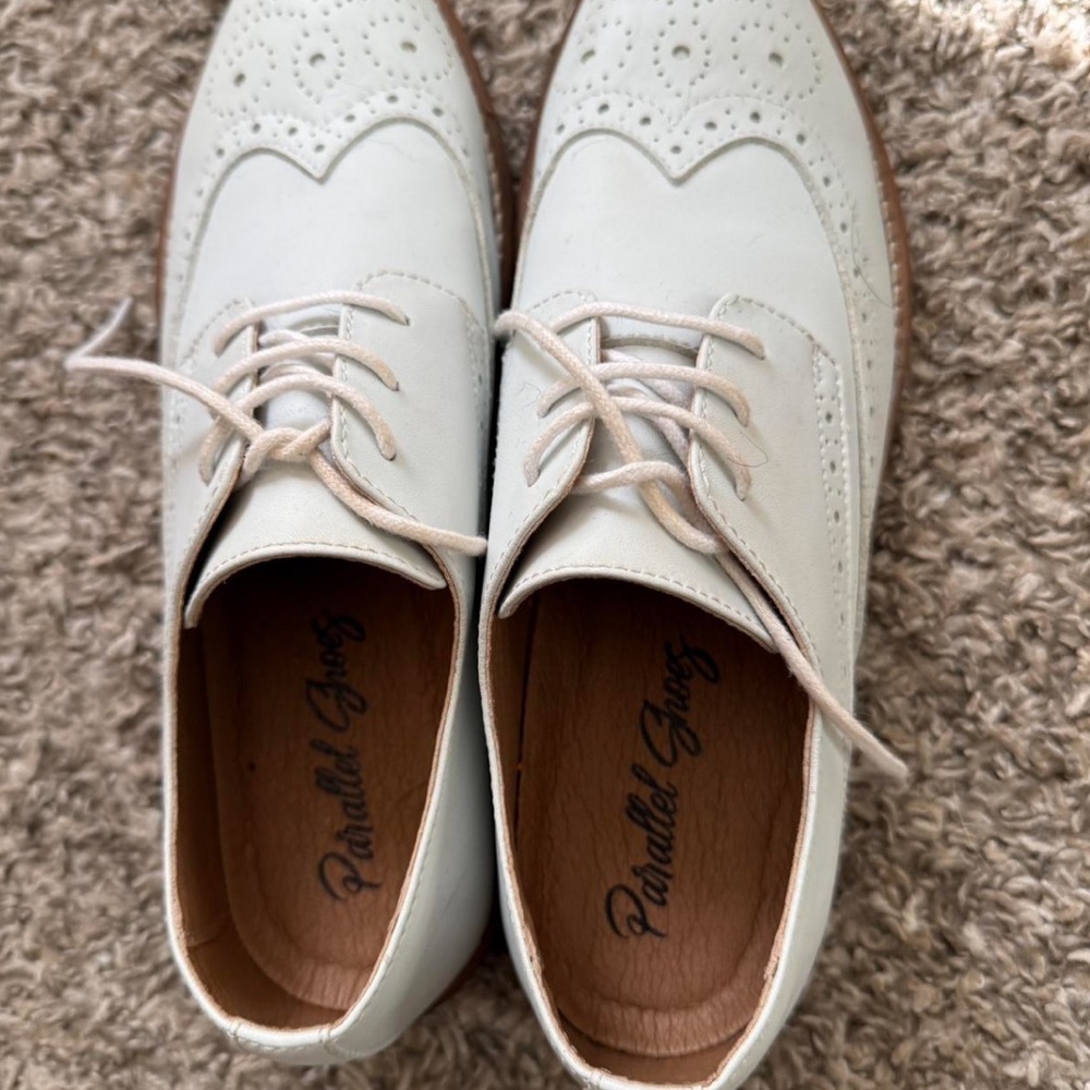 White Brogue Oxford Shoes